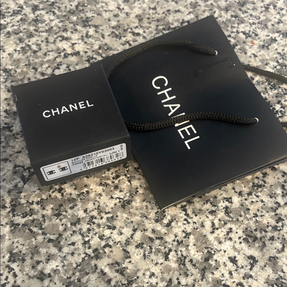 Chanel Costume Stud "CC" Crystal Earrings w/ Original Box & bag